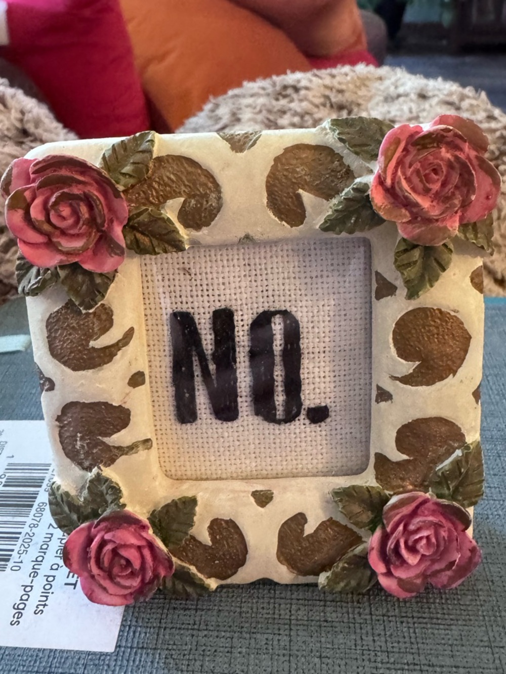 Vintage Floral Mini Frame “No.” Cross Stitch Funny Quote Decor Desk Sign - Picture 5 of 7